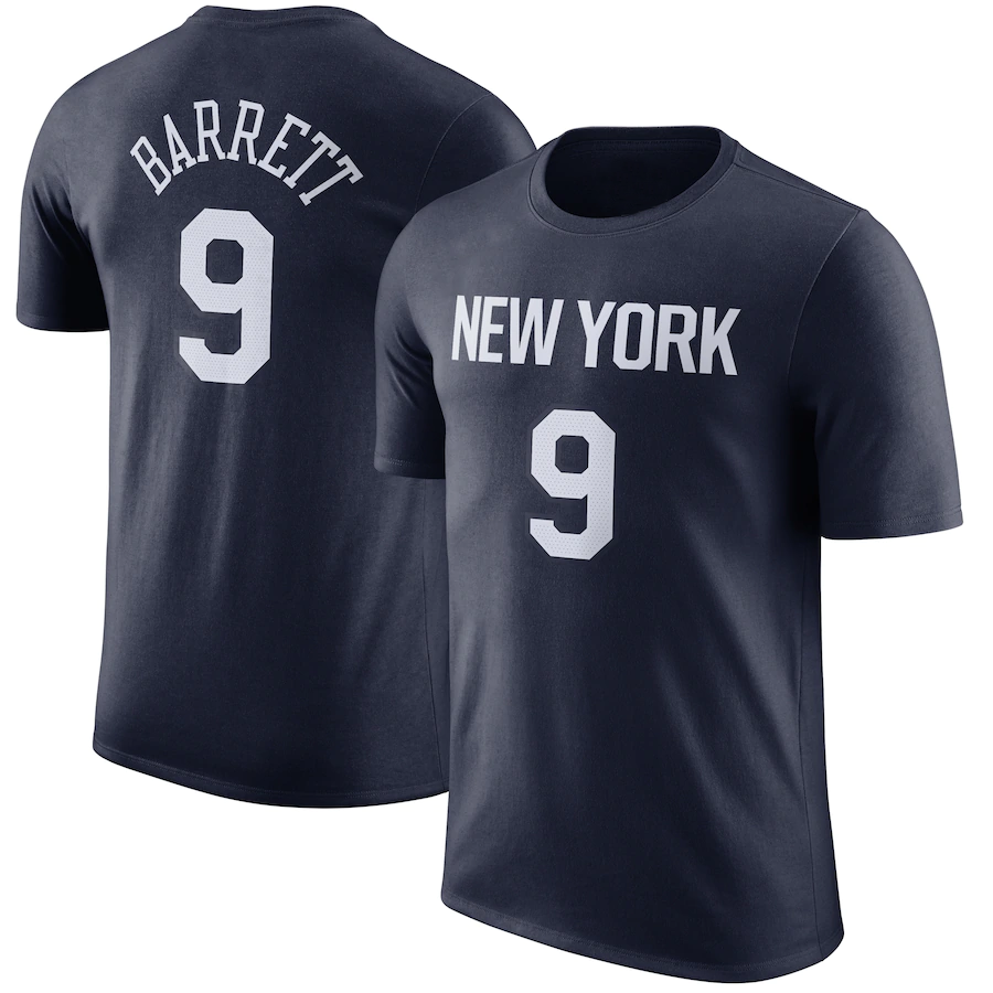 RJ Barrett New York Knicks Nike Name & Number T-Shirt - Black #9
