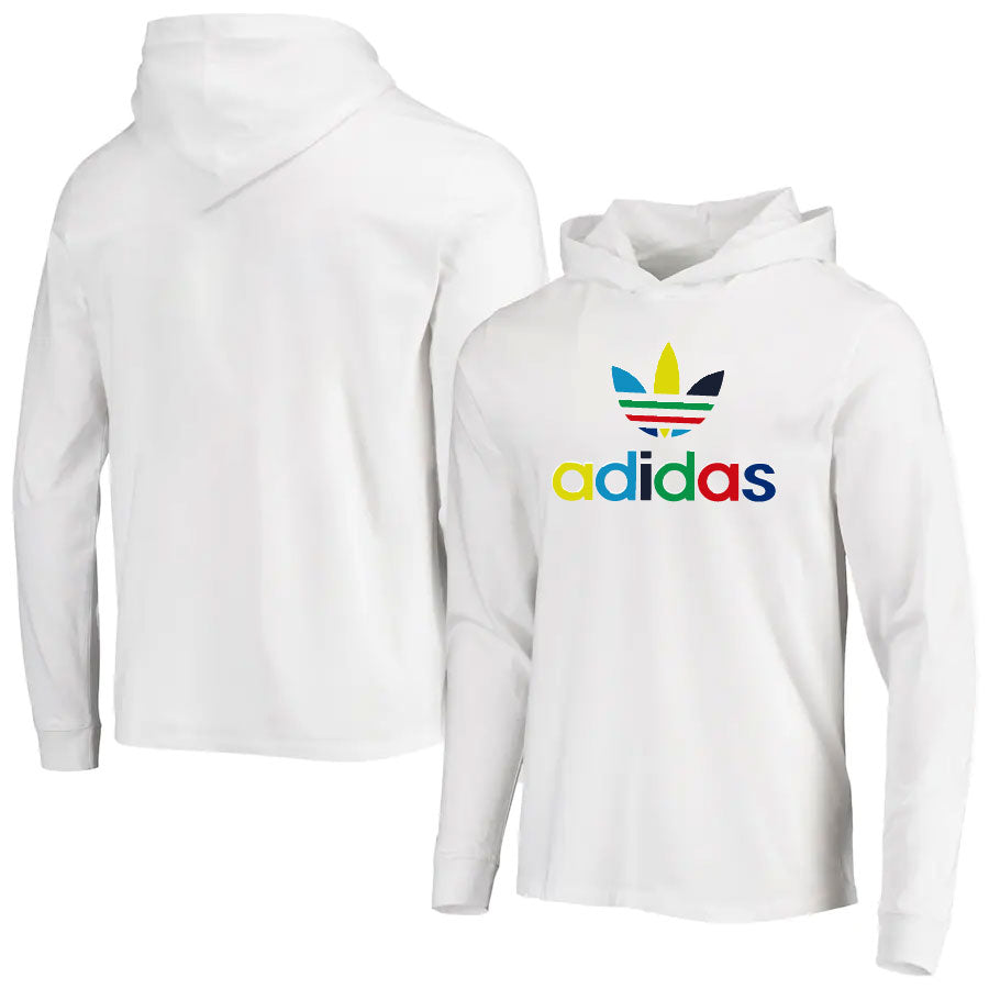 Adidas white/multicolor hoodie