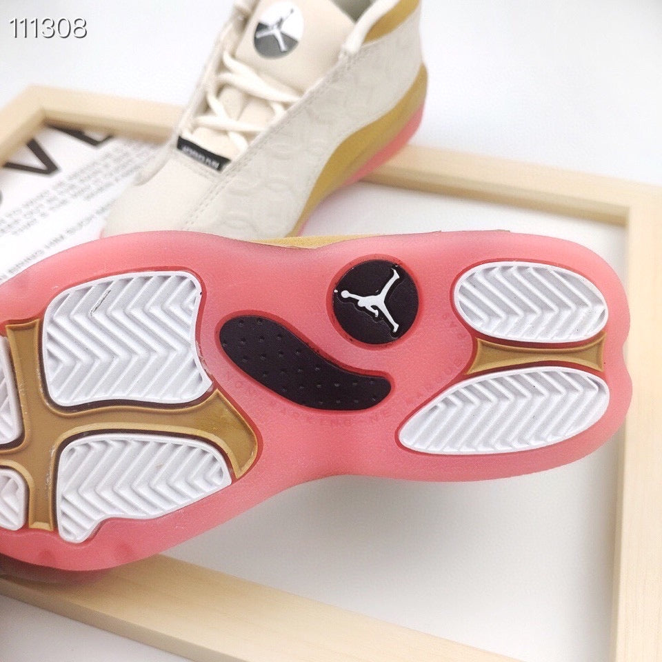Air jordan 13 retro BP white and pink shoes