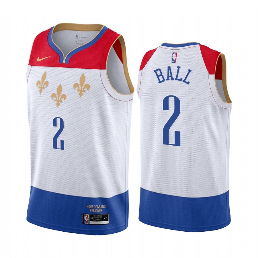 Pelicans white/red/blue 2 ball jersey