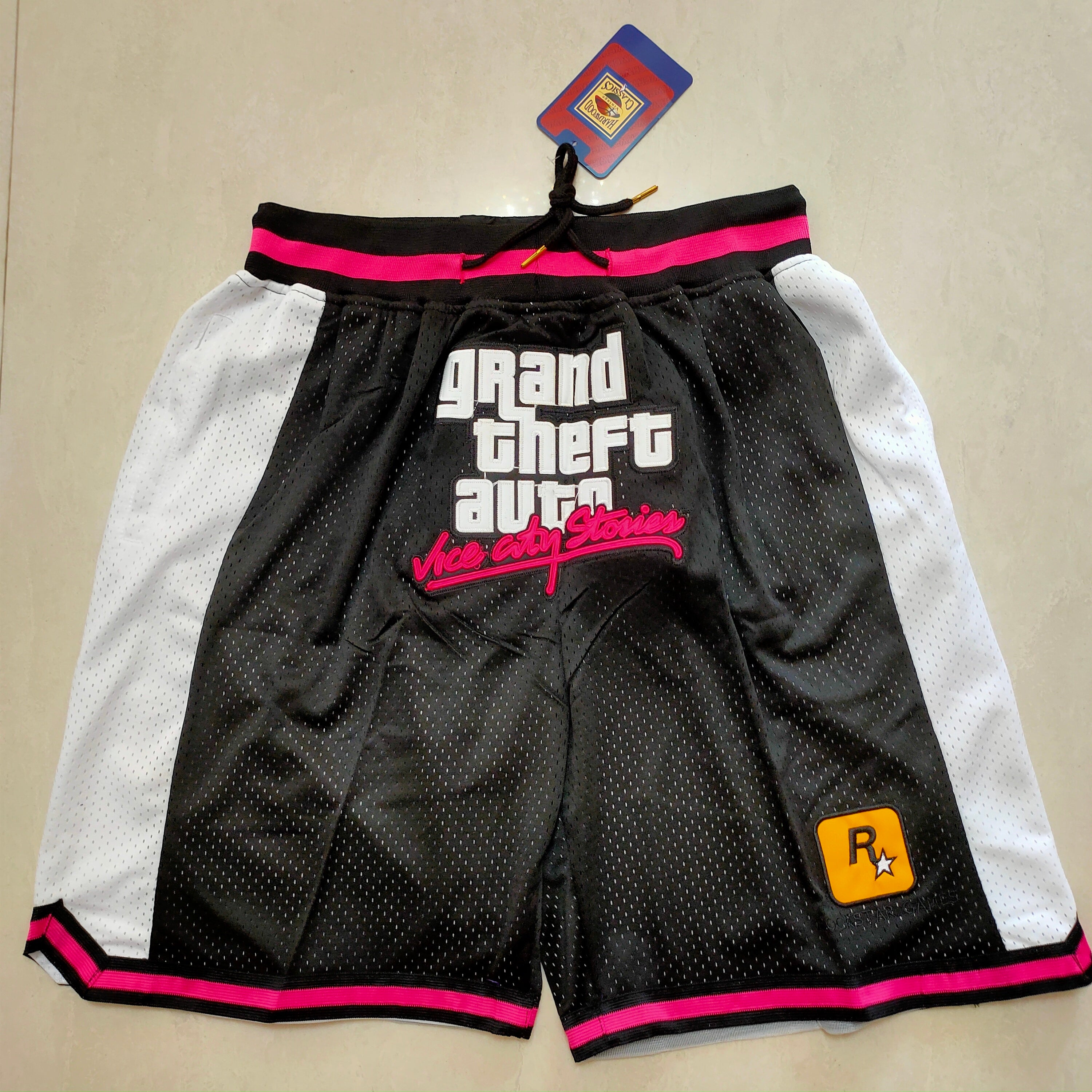 Grand theft auto black/white/pink shorts