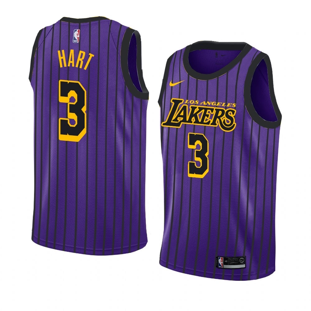 Lakers purple/black striped 3 hart jersey