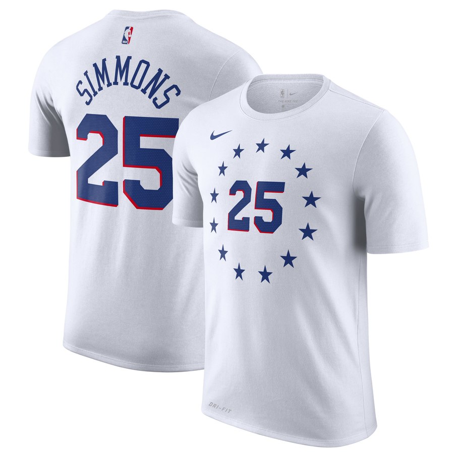 Philadelphia 76ers Nike Ben Simmons Icon Name & Number #25 White T-Shirt - Youth