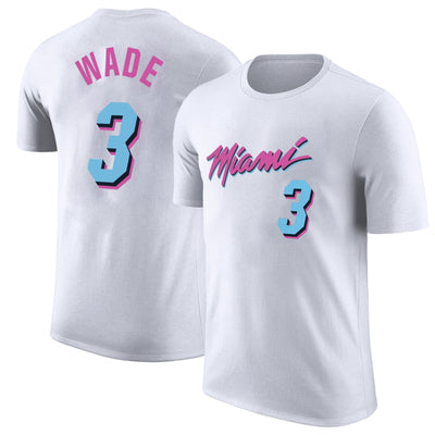 Men's Nike Shirts Nike Miami Wade White #3 Tee