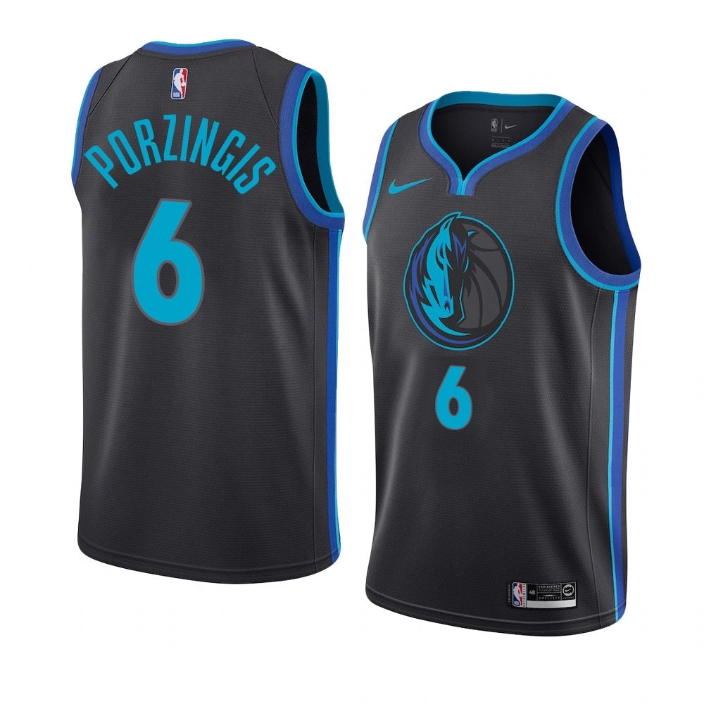 Mavericks black/blue 6 porzingis jersey