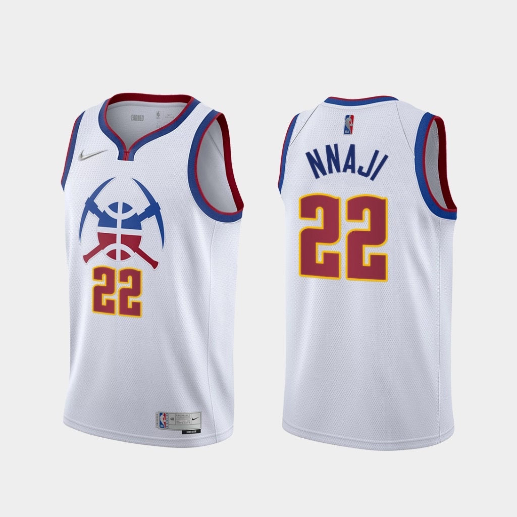 Denver nuggets white 22 nnaji jersey