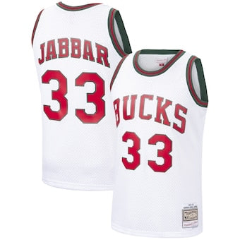 Retro Milwaukee bucks 33 jabbar white/red jersey