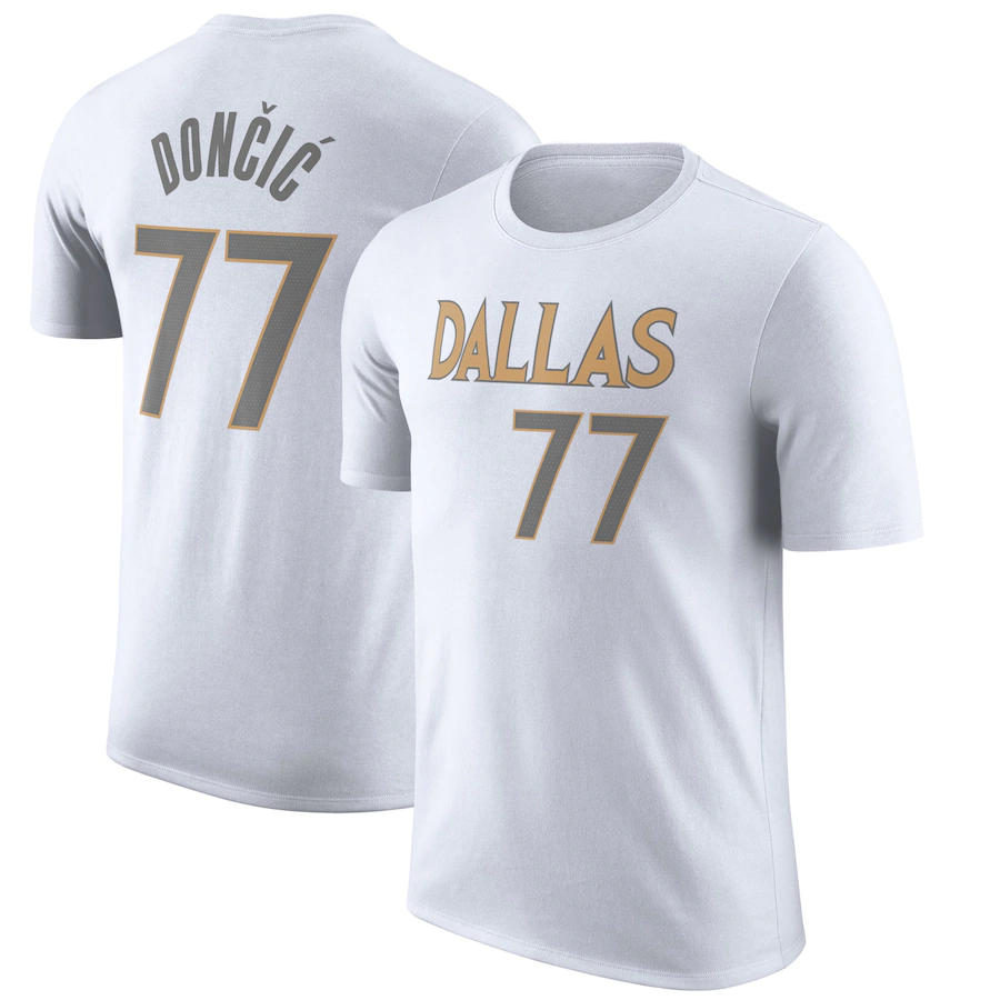 Men's Nike T-shirt NBA Basketball Sports Short Sleeve  White Dallas #77