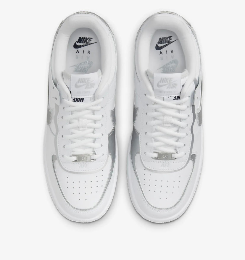 Nike airforce A1 double chaussures argent et blanc