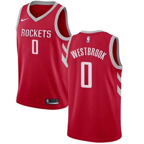 Rockets red 0 westbrook jersey