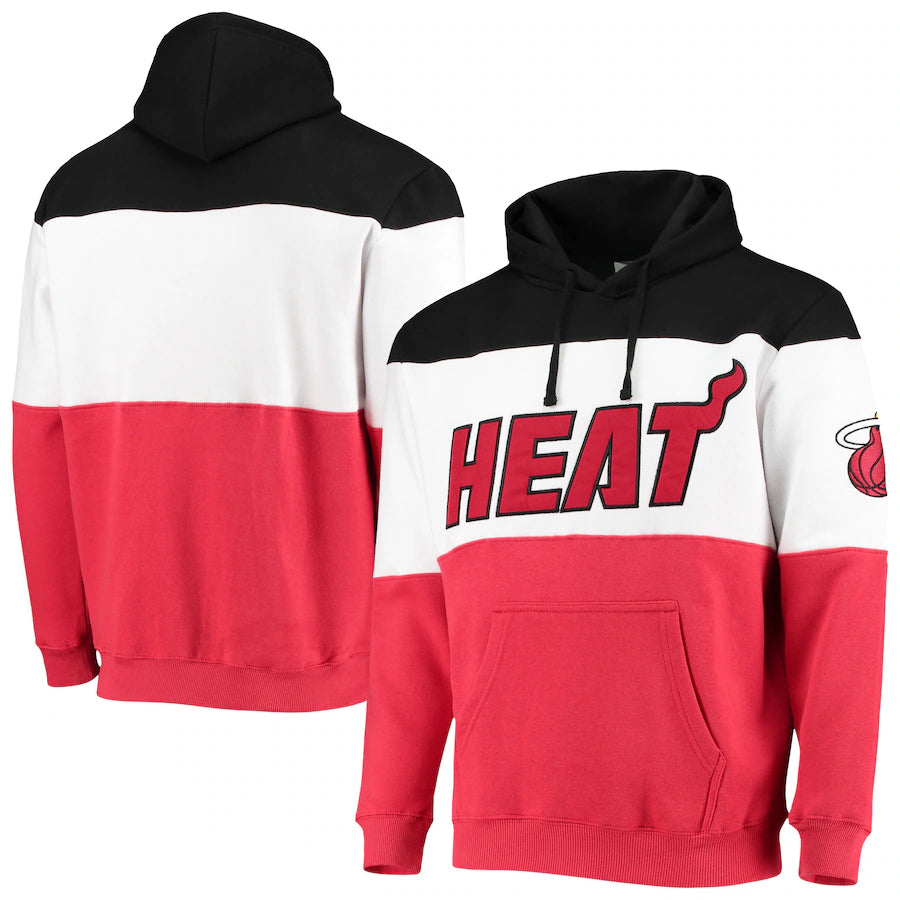 Sweat à capuche Miami Heat noir/blanc/rouge