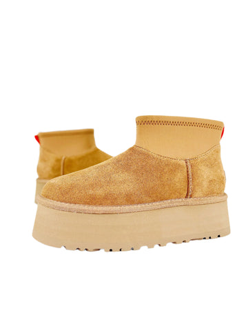 Ugg Classic Mini Dipper low heels Ankle boots in leather color Suede and fabric