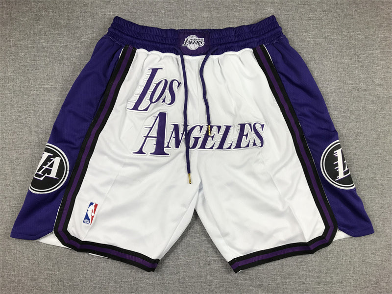 Los Angeles white and purple shorts