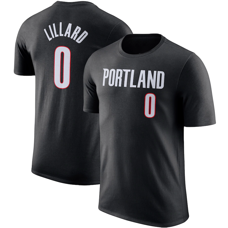 Men's Portland Trail Blazers Damian Lillard Nike Black Player Name & Number Performance T-Shirt # 0