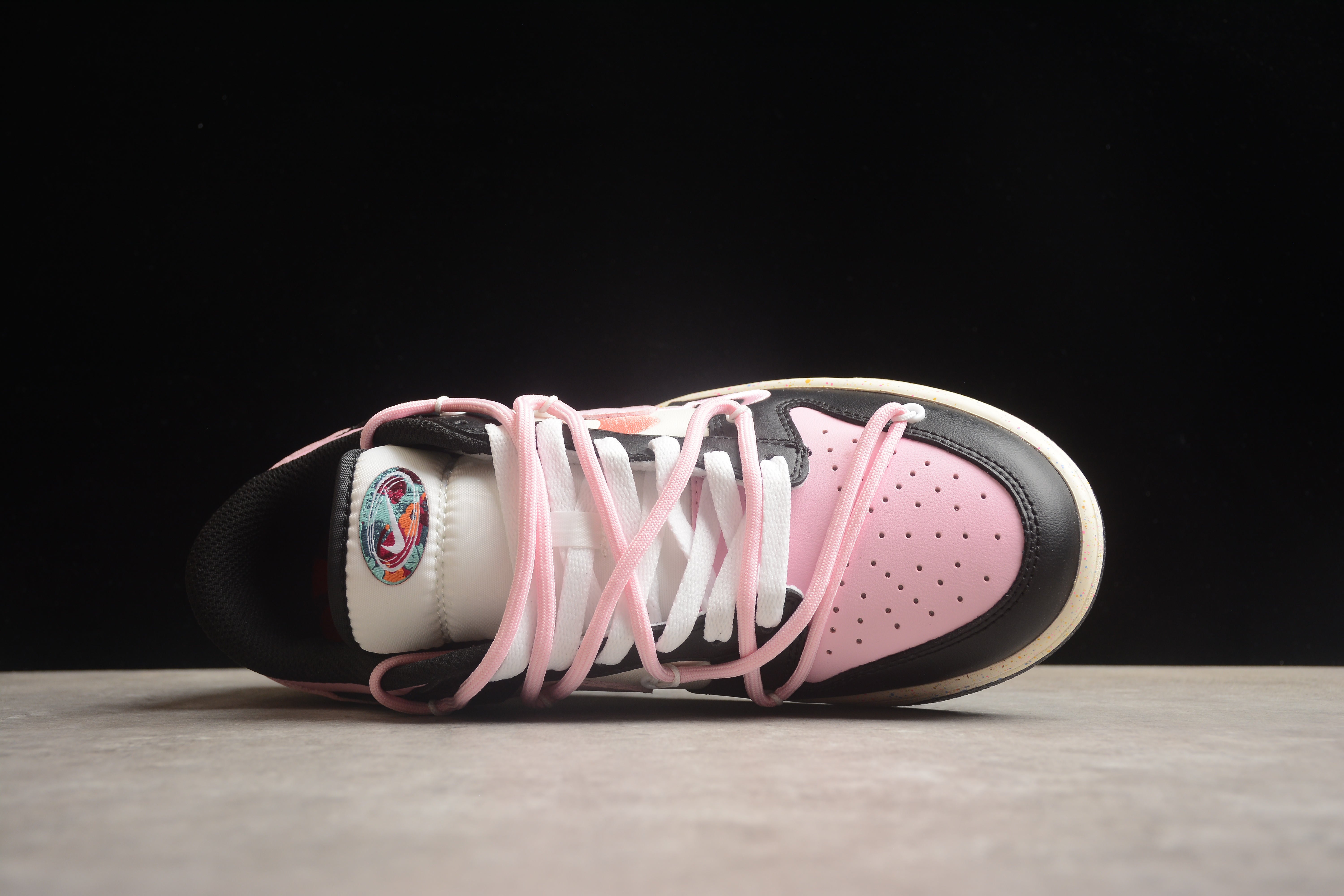 Nike SB dunk low double lace pink black shoes