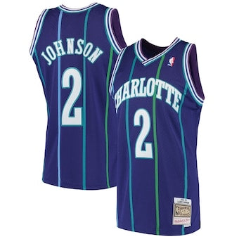 Retro Charlotte hornets 2 johnson blue jersey