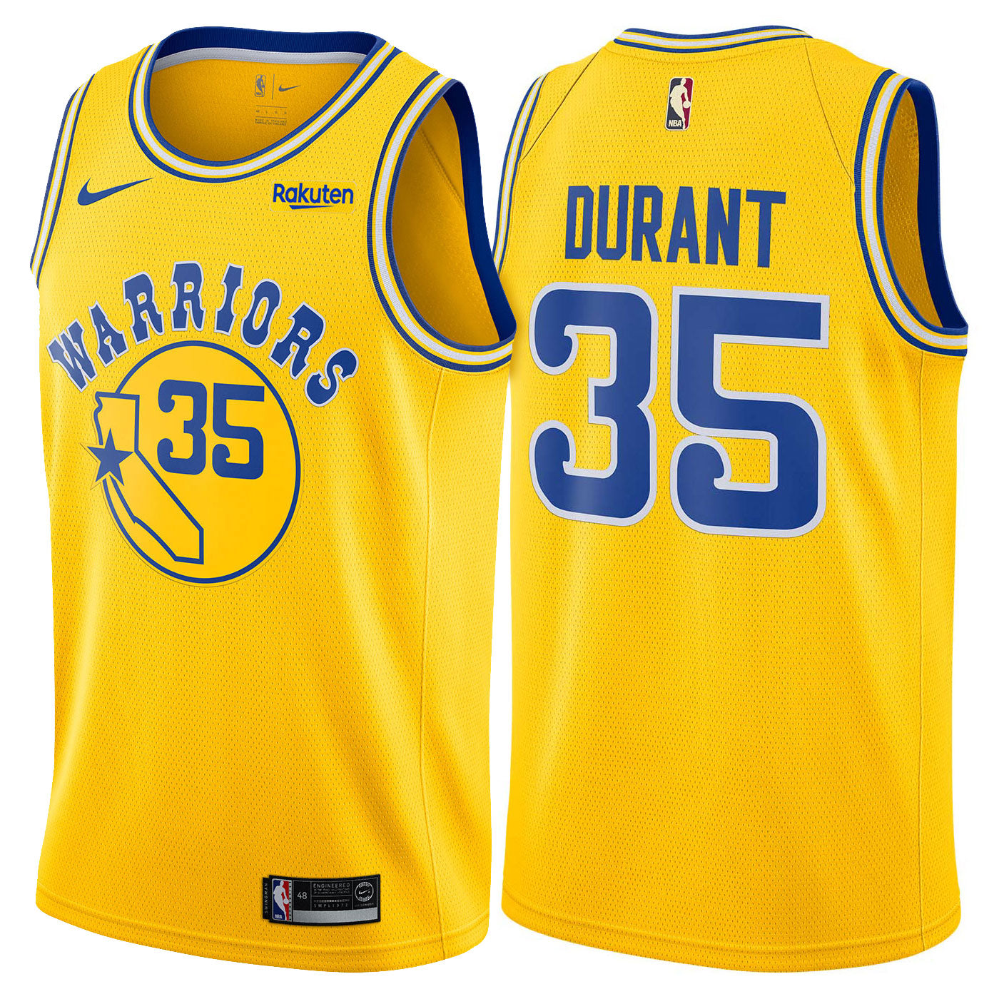 Maillot Durant 35 jaune des Warriors