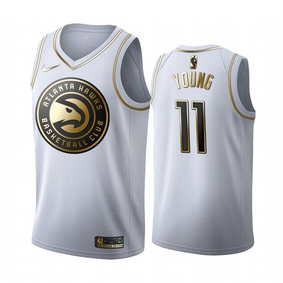 Atlanta hawks 11 young white jersey