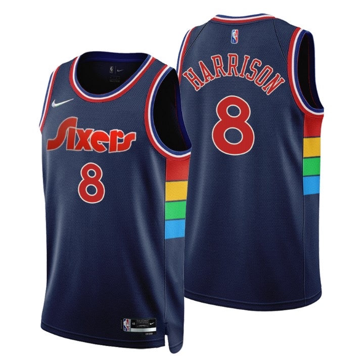 Sixers dark blue 8 harrison jersey