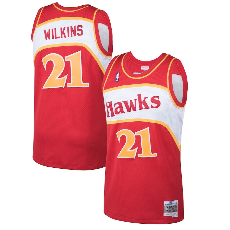 Retro Atlanta hawks 21 welkins red jersey