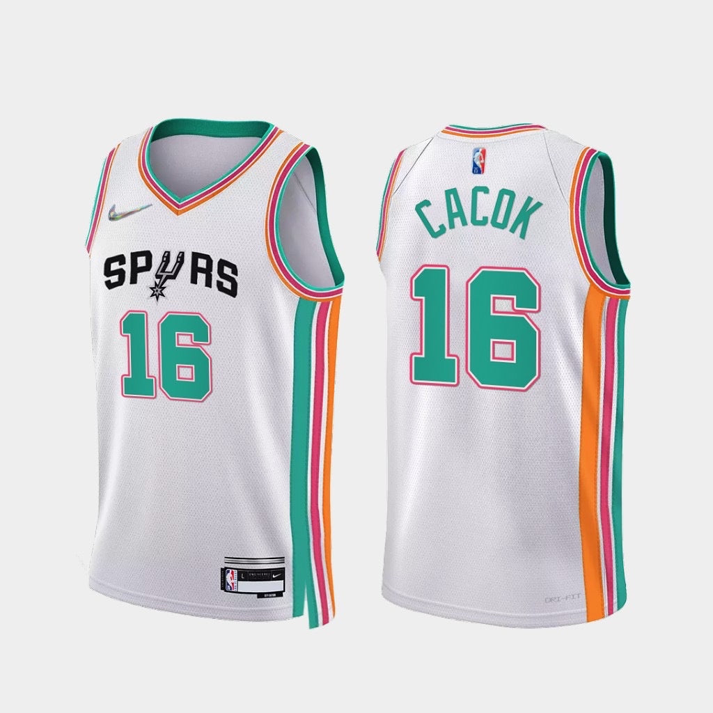 Spurs white/green 16 cacok jersey