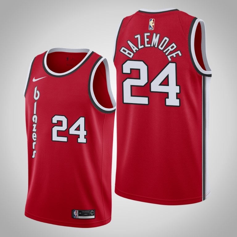 Blazers red 24 Bazemore  jersey