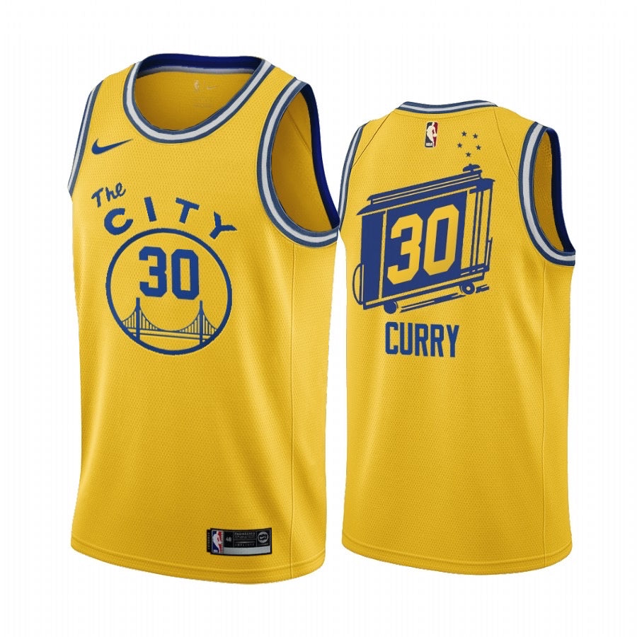 The warriors yellow 30 curry jersey