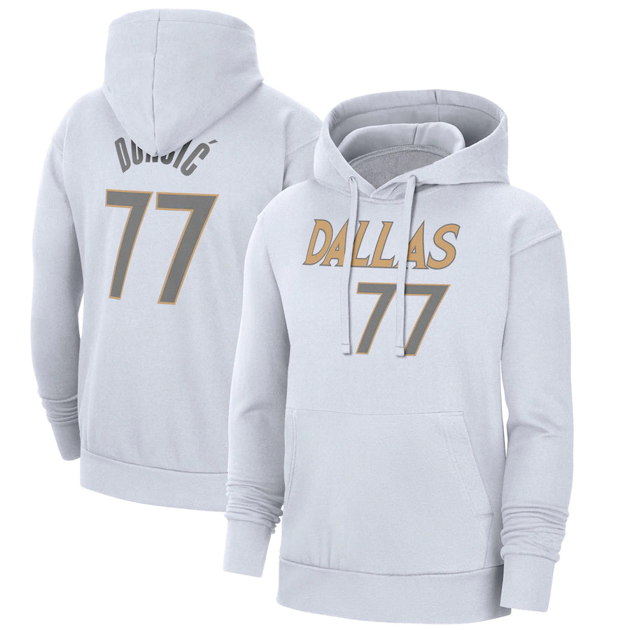 Sweat à capuche doncic blanc 77 des Dallas Mavericks