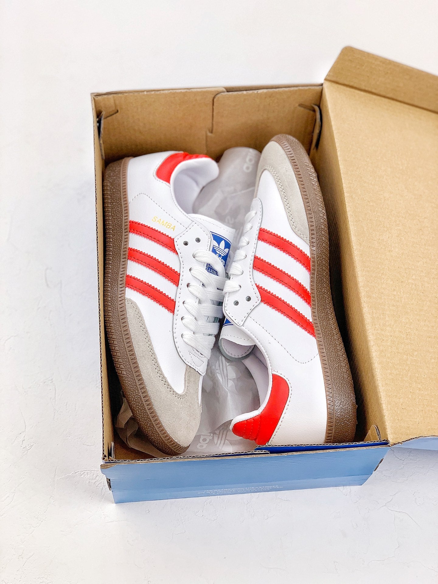 Adidas samba white/red shoes