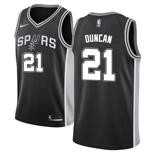 Spurs black 21 duncan jersey