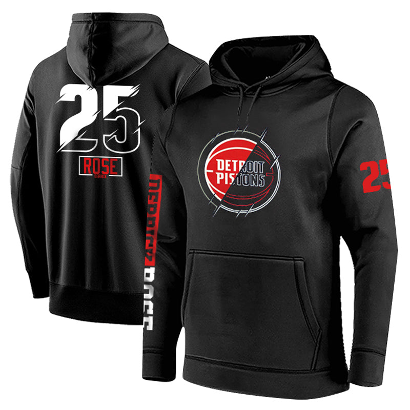 Detroit pistons black 25 rose hoodie