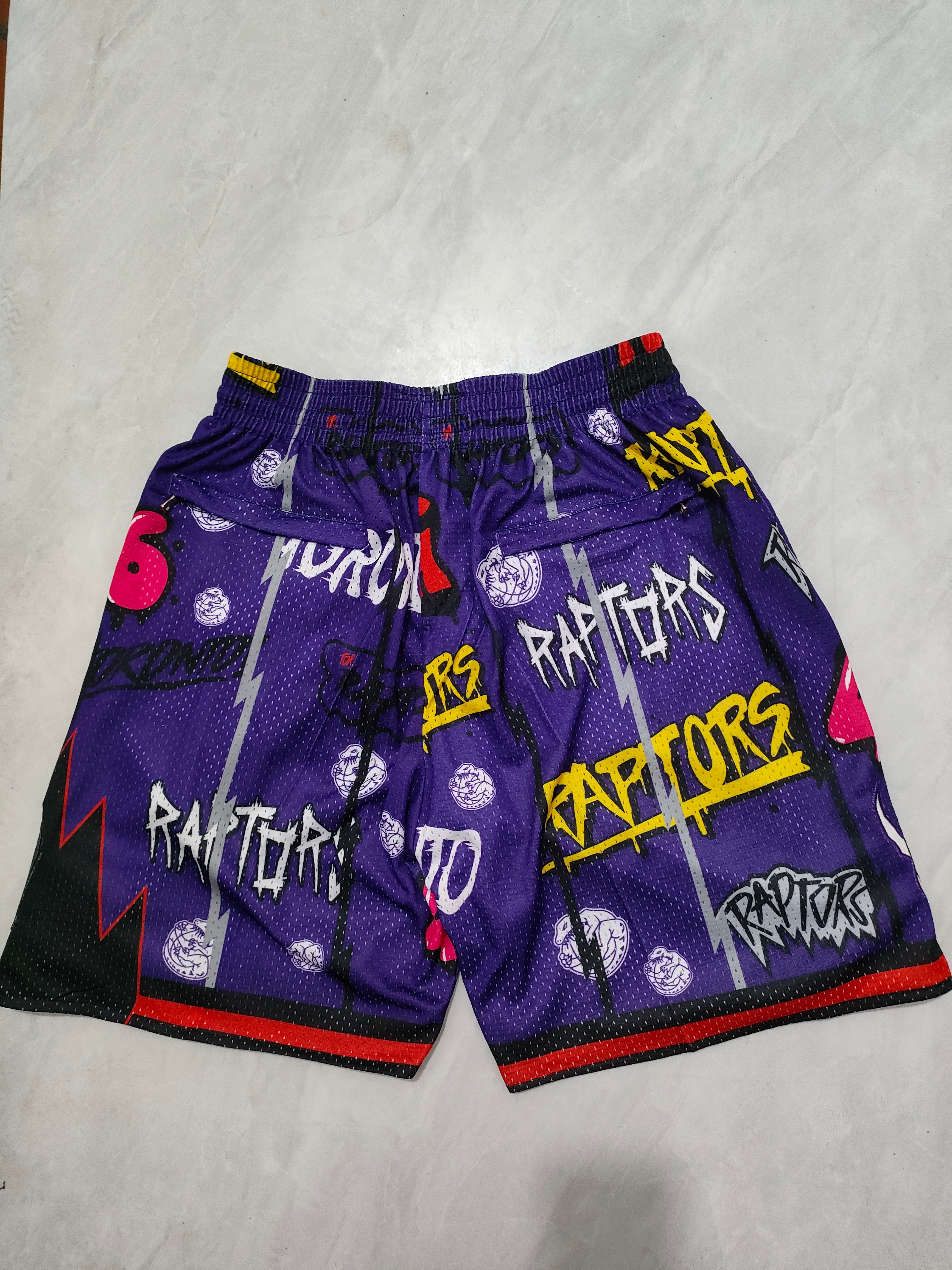 Raptors purple graffiti pocket shorts