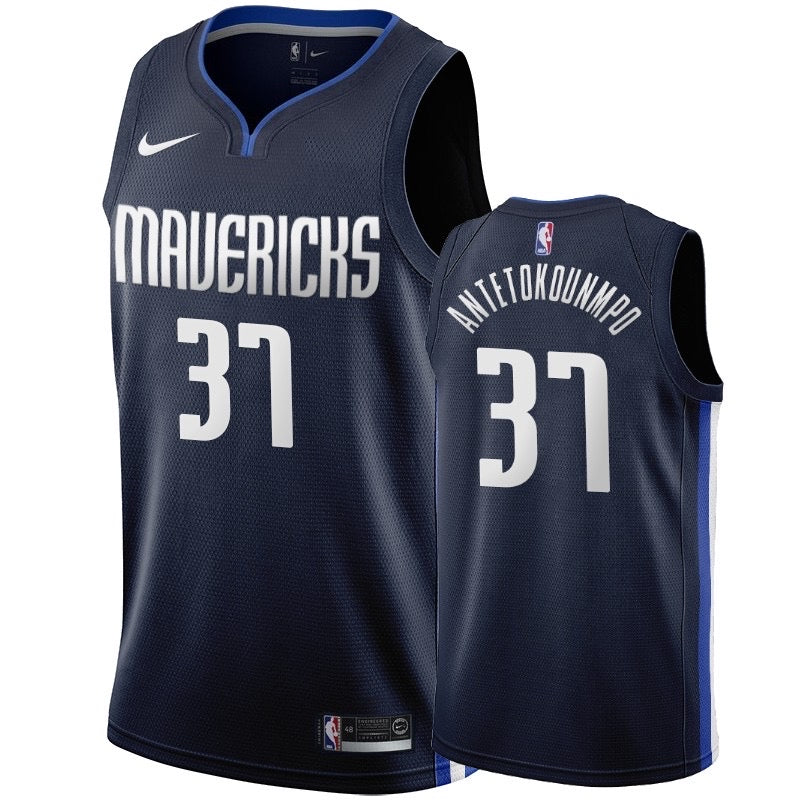 Mavericks navy blue 37 antetokounmpo  jersey