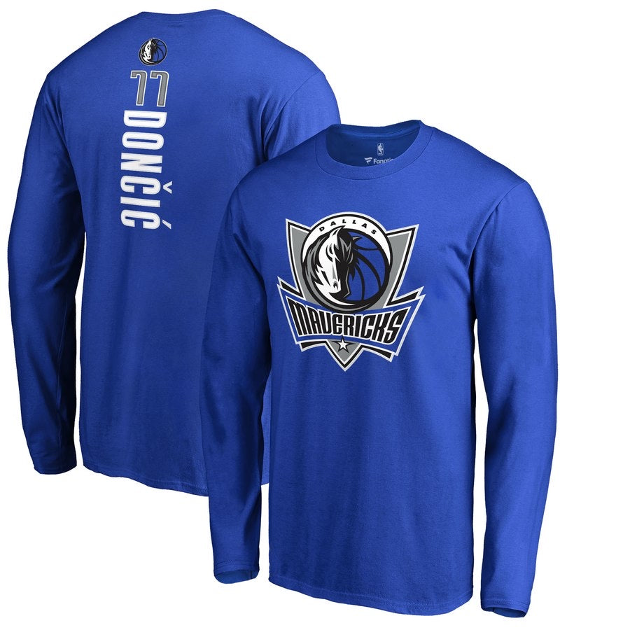 Chemise longue bleue doncic des Dallas Mavericks 77
