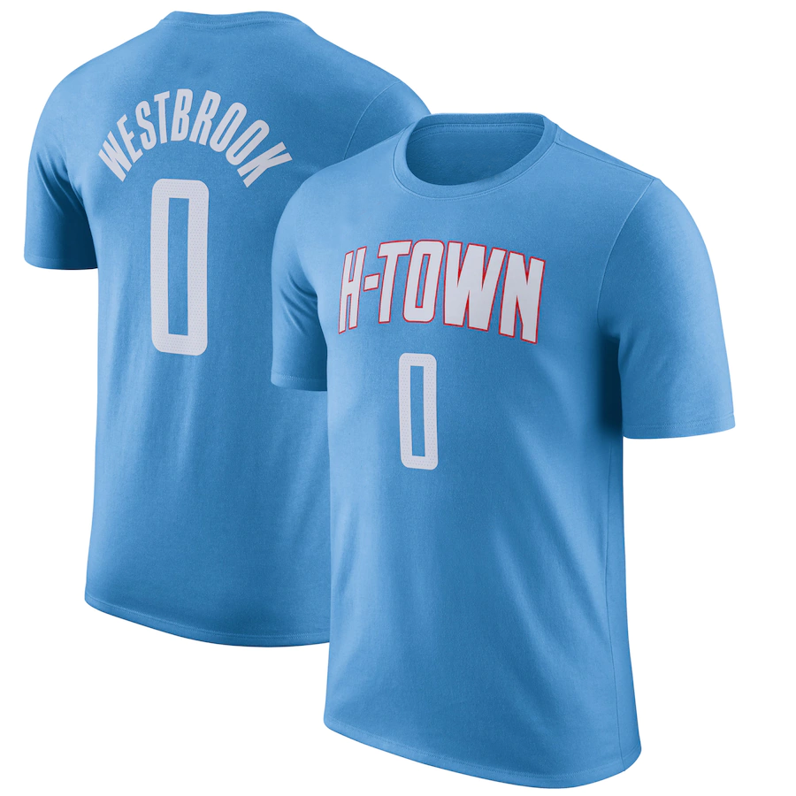 Russell Westbrook Houston Rockets Nike 2020/21 City Edition Nom et numéro T-shirt - Bleu