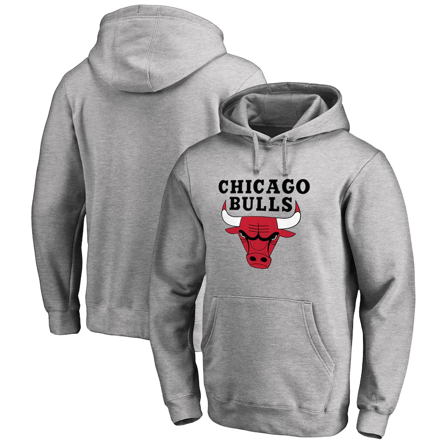 Sweat à capuche uni gris Chicago Bulls