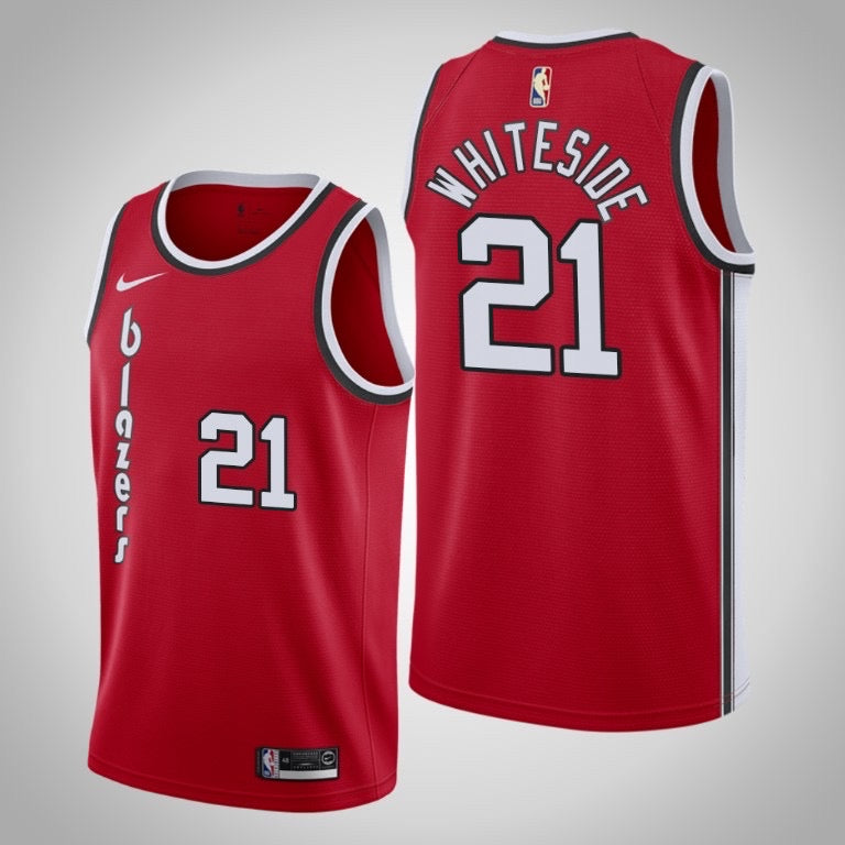 Blazers red 21 whiteside  jersey