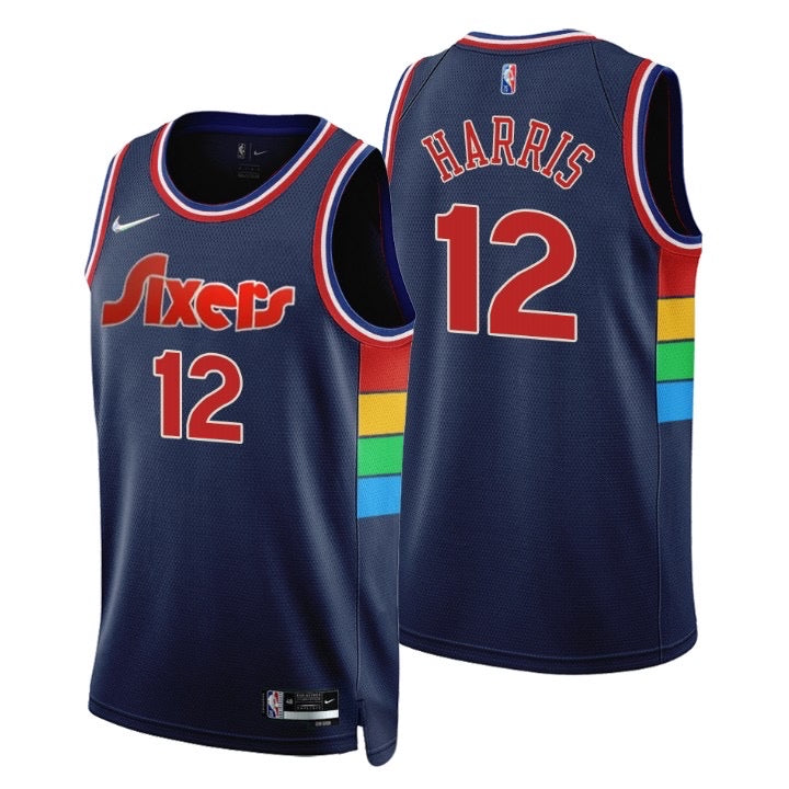 Sixers dark blue 12 harris jersey