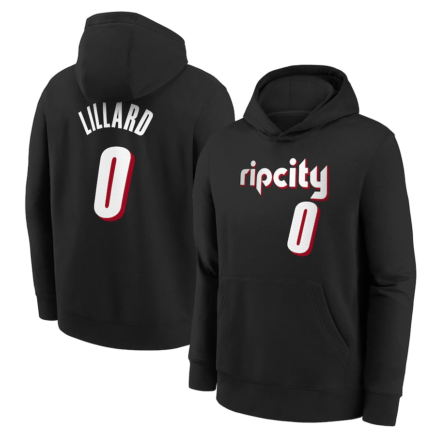 Sweat à capuche noir 0 lilard Portland Trail Blazers