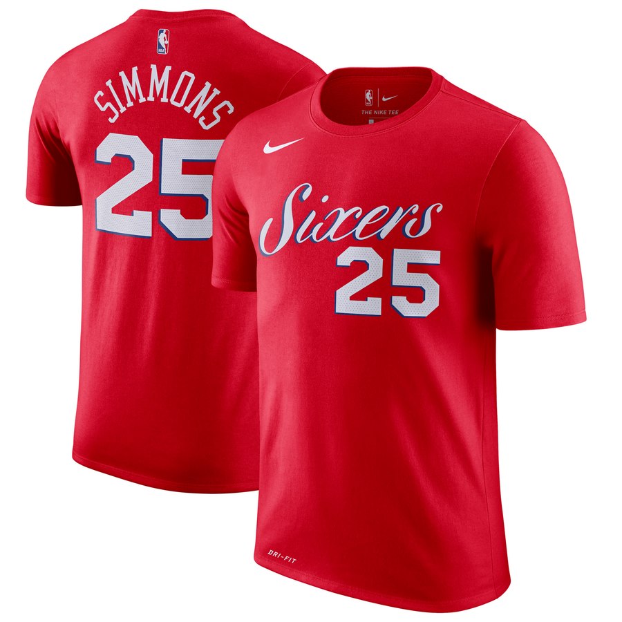 T-shirt rouge Nike Ben Simmons Icon Name &amp; Number #25 des Philadelphia 76ers - Jeunes