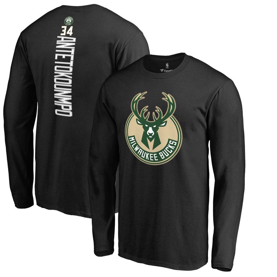 Milwaukee bucks 34 antetokounmpo black long shirt