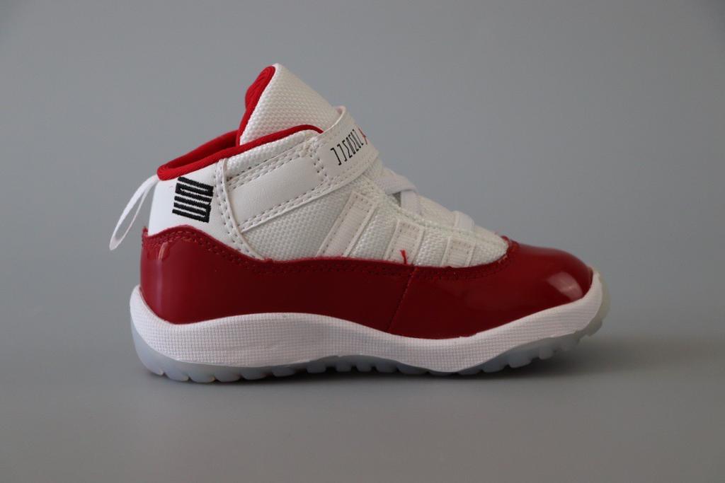 joe 11 high top white and red shoes