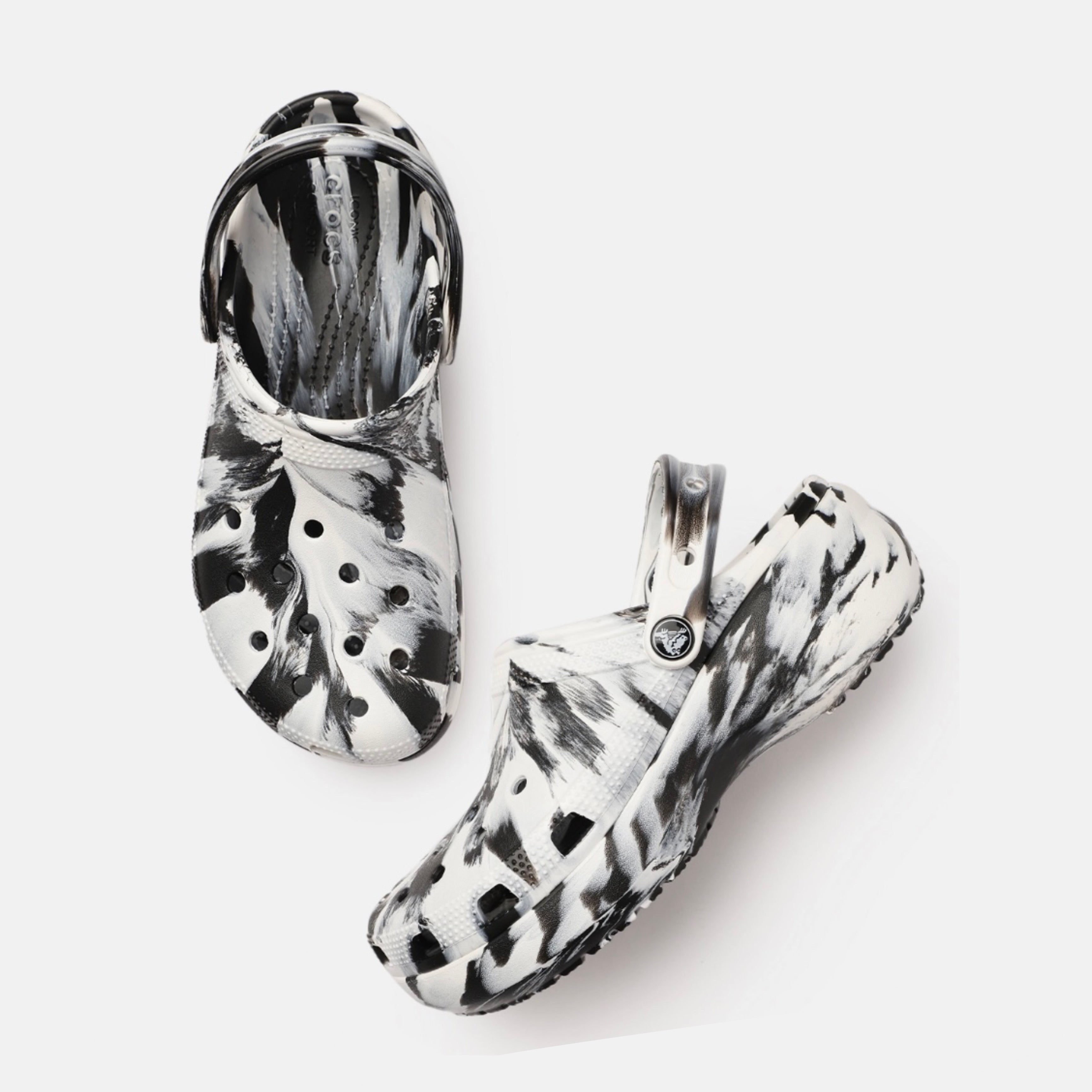 Marble black crocs