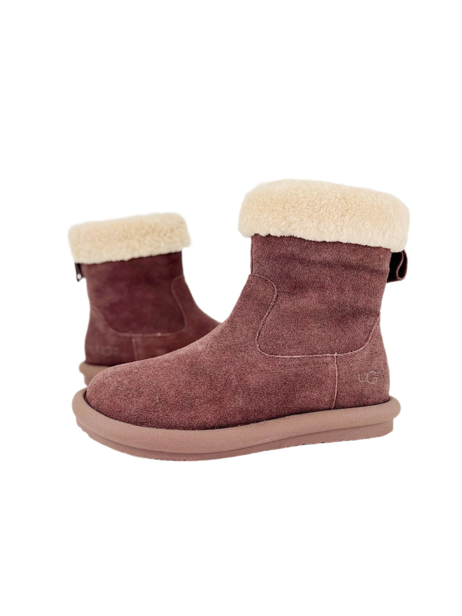 UGG versatile single product curly thin-soled boots  wine