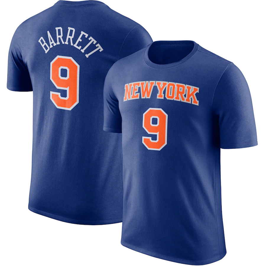 RJ Barrett New York Knicks Nike Name & Number T-Shirt - Blue #9