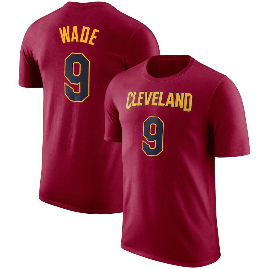 Men's Cleveland Cavaliers Dwyane Wade Nike Wine Name & Number#9 Performance T-Shirt