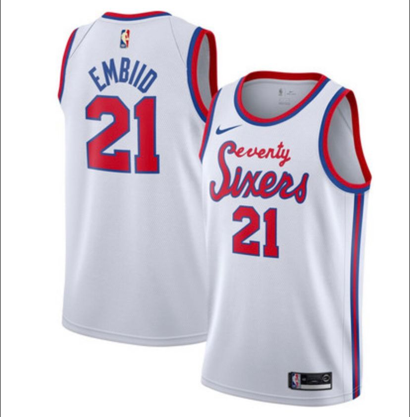 Maillot blanc 21 des Philadelphia 76ers