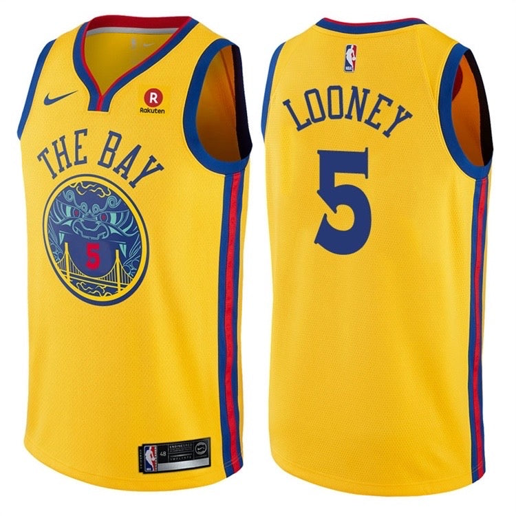 The warriors the bay yellow 5 looney jersey