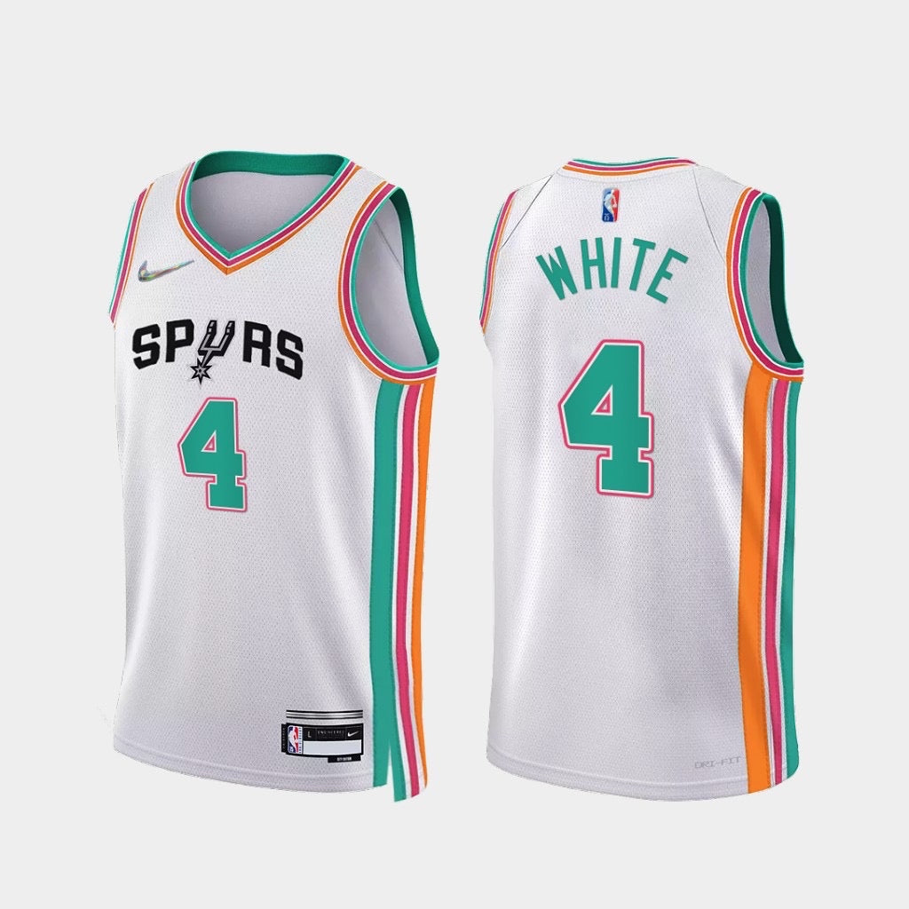 Spurs white/green 4 white jersey