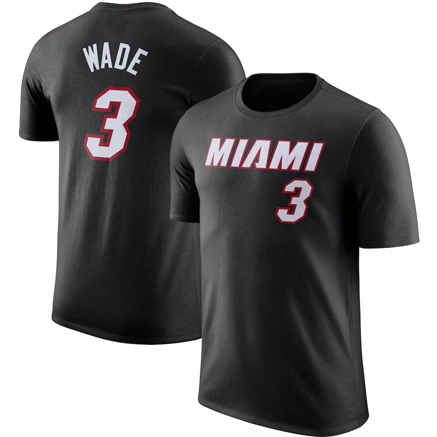 Men's Nike Shirts Nike Miami Wade Black #3 Tee